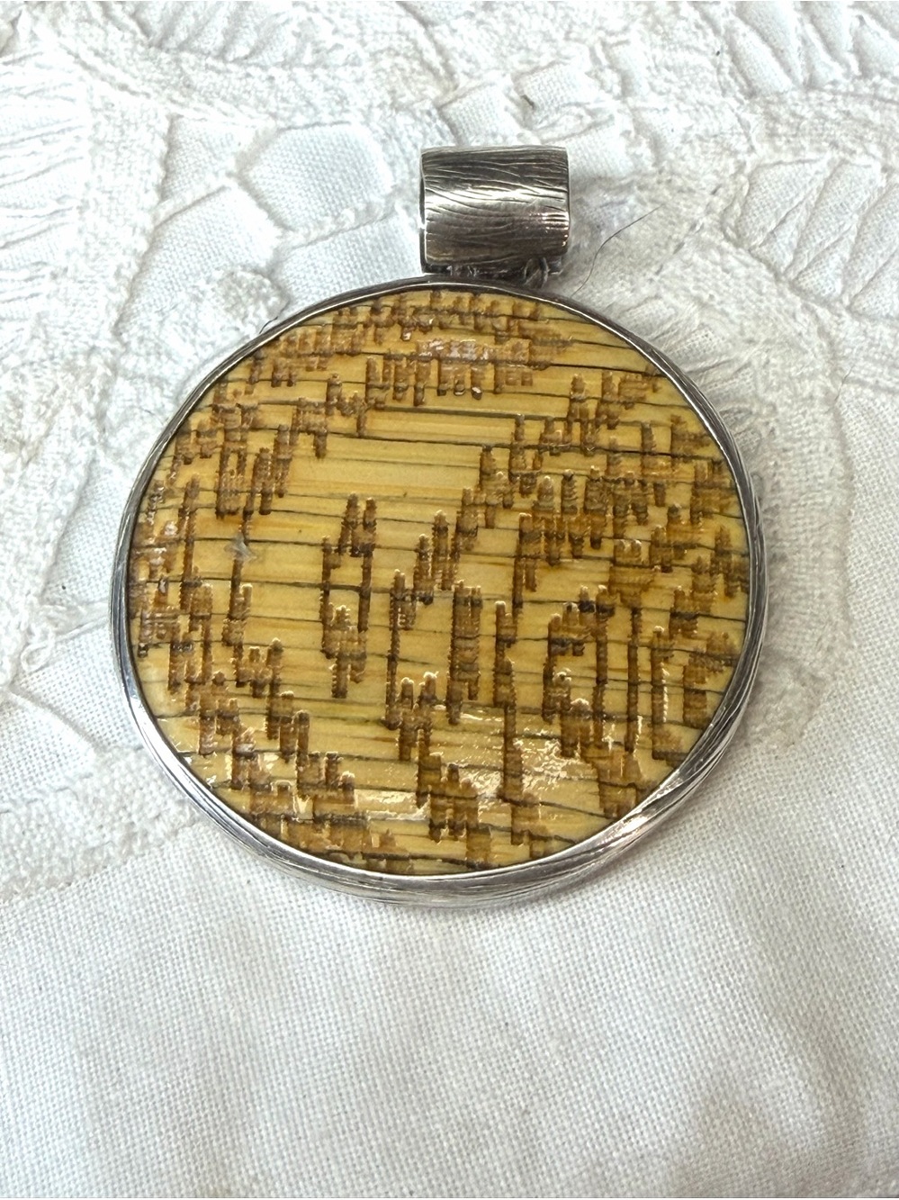 Vintage Silpada reversible bamboo sterling necklace pendant